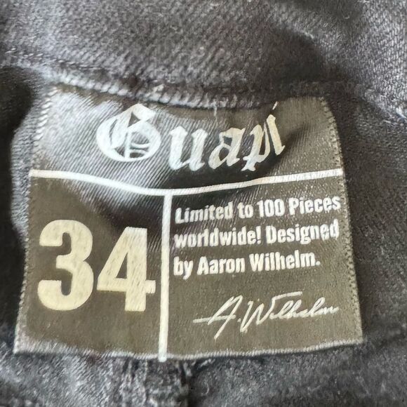 Guapi Stacker Distressed Fringed Denim Jeans Black Men’s Sz 34X48 Grunge Punk - Picture 5 of 8